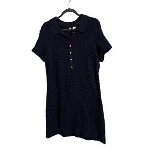 NWT Anthropologie Moth Navy Marin Diamond Knit Polo Dress Large MISSING SLIP‎